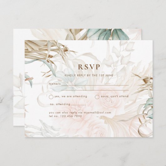 BOHOパンパスグラスフローラコーラルセージ結婚ズ ポストカード (正面/裏面)