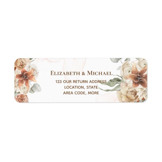 BOHOパンパスグラスフローラコーラルセージ結婚ズ ラベル (正面)