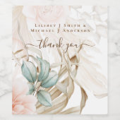 BOHOパンパスグラスフローラコーラルセージ結婚ズ ワインラベル (シングルラベル)