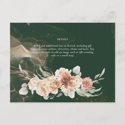 BOHOパンパスグラスフローラ結婚式日付位置を保存 ポストカード (裏面)