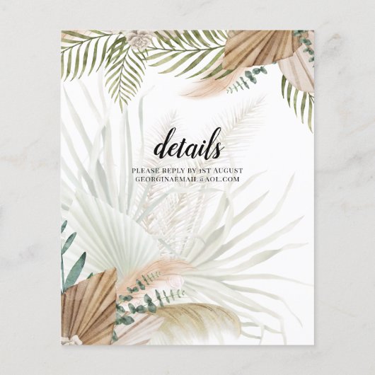 BOHOパンパスグラスベージュグリーンテラコッタ結婚ズ (裏面)