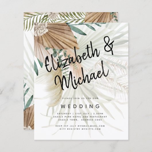 BOHOパンパスグラスベージュグリーンテラコッタ結婚ズ (正面/裏面)