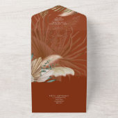 BOHOパンパスグラスベージュグリーンテラコッタ結婚ズ オールインワン招待状 (外側)