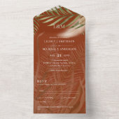 BOHOパンパスグラスベージュグリーンテラコッタ結婚ズ オールインワン招待状 (内側)