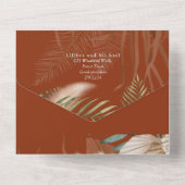 BOHOパンパスグラスベージュグリーンテラコッタ結婚ズ オールインワン招待状 (裏面)