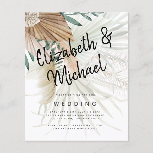 BOHOパンパスグラスベージュグリーンテラコッタ結婚ズ チラシ (正面)