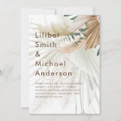 BOHOパンパスグラスベージュグリーンテラコッタ結婚ズ 招待状 (正面)
