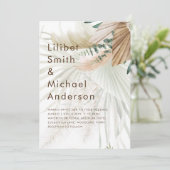 BOHOパンパスグラスベージュグリーンテラコッタ結婚ズ 招待状 (スタンド正面)