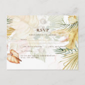 BOHOパンパスグラス結婚イエローハガキ ポストカード (正面)