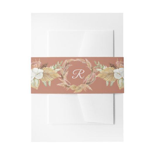 BOHOパンパステラコッタ赤面フローラファンパーム 招待状ベリーバンド (正面例)