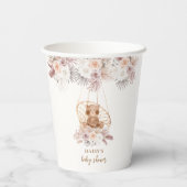 Bohoパンパスフラワーテディベアベビーシャワー 紙コップ (裏面)