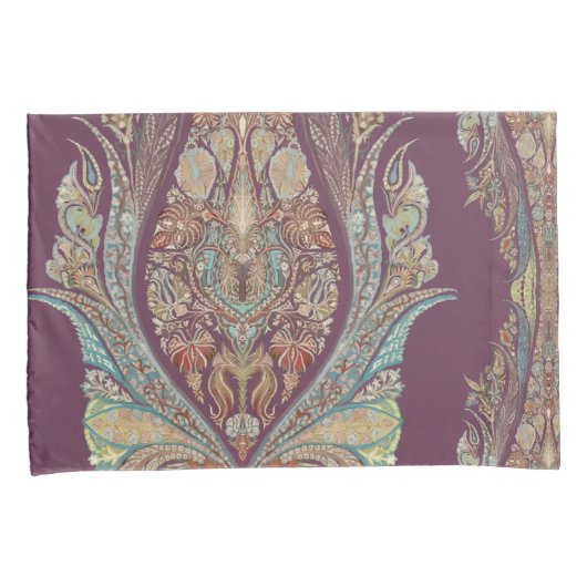 BOHOパープルペイズリートライバルインディアボヘミアンパターン 枕カバー (正面右)