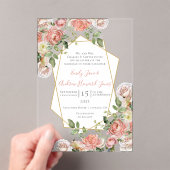 Bohoビクトリアンバラ幾何金ゴールドフレ結婚ーム アクリル招待状 (インサイチュ (ポータブル))