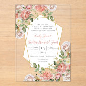 Bohoビクトリアンバラ幾何金ゴールドフレ結婚ーム アクリル招待状 (正面)