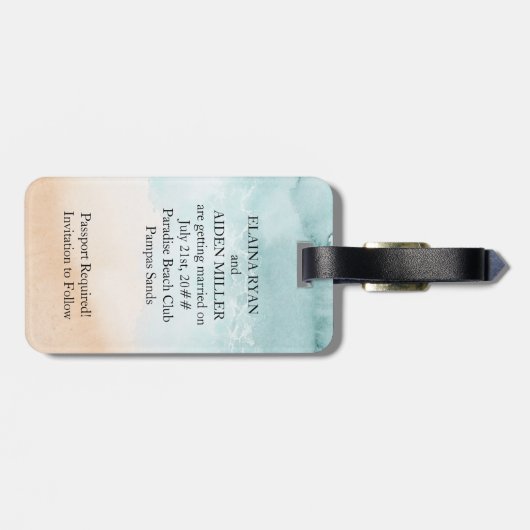 Bohoビーチアーバー宛先ウェディング日付を保存 ラゲッジタグ (裏面横)