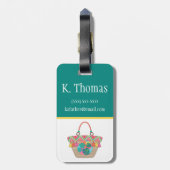 Bohoビーチバッグ、カラーブロック、ティーンズキッズイニシャル ラゲッジタグ (裏面縦)