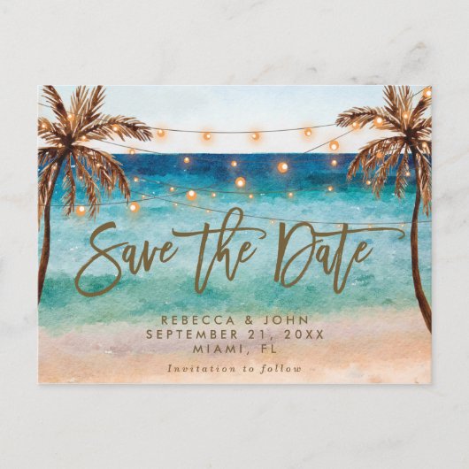 bohoビーチ結婚式日付ポストカードの保存 案内ポストカード (正面)
