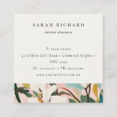 Bohoピカラフルンクティール（緑がかった色）グリーン絵を描フローラロゴ スクエア名刺 (裏面)