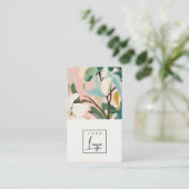 Bohoピカラフルンクティール（緑がかった色）グリーン絵を描フローラロゴ 名刺 (スタンド正面)