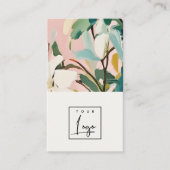 Bohoピカラフルンクティール（緑がかった色）グリーン絵を描フローラロゴ 名刺 (正面)