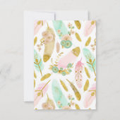 Bohoピンクと金ゴールドの羽が日付を保存 (裏面)