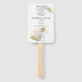 Bohoピンクと金ゴールド羽毛プログラム ハンドファン (裏面)