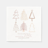 Bohoピンクのクリスマスツリーベビーシャワー スタンダードカクテルナプキン (正面)