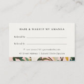 Bohoピンクのティール(緑がかった色)グリーン絵を描フローラ友達を参照する 名刺 (裏面)