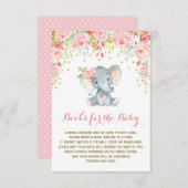 Bohoピンクのフローラゾウがブックインサートカードを持ち込む エンクロージャーカード (正面/裏面)