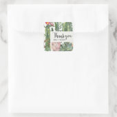 BOHOピンクのフローラ砂漠のサボテンの葉ありがとう スクエアシール (バッグ)