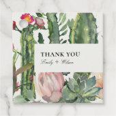 BOHOピンクのフローラ砂漠のサボテンの葉ありがとう フェイバータグ (正面)