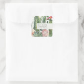 BOHOピンクのフローラ砂漠のサボテンの葉のアドレス スクエアシール (バッグ)