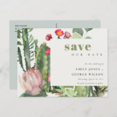 BOHOピンクのフローラ砂漠のCACTI動物の日付を保存 案内ポストカード (正面/裏面)