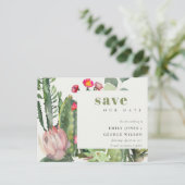 BOHOピンクのフローラ砂漠のCACTI動物の日付を保存 案内ポストカード (スタンド正面)