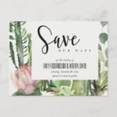 BOHOピンクのフローラ砂漠のCACTI動物の日付を保存 案内ポストカード (正面)