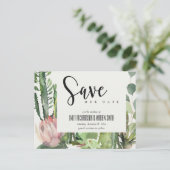 BOHOピンクのフローラ砂漠のCACTI動物の日付を保存 案内ポストカード (スタンド正面)