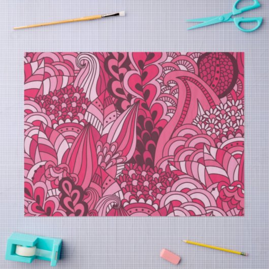 Bohoピンクのボヘミアのモダンで腰回りが大きでシックなパターン 薄葉紙 (クラフト)