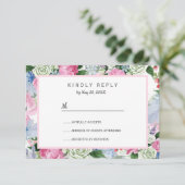 Bohoピンクのラベンダーブルー牧草地が結婚式RSVPを下げる 出欠カード (スタンド正面)