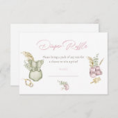 Bohoピンクの女の子の赤ちゃんシャワーおむつラッフルカード 招待状 (正面/裏面)