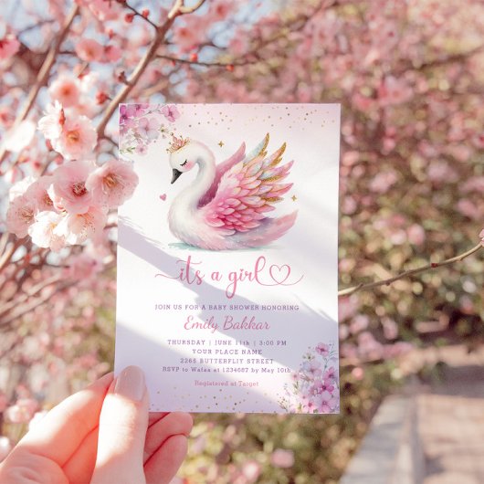 bohoピンクの水の色フローラその女の子の赤ちゃんシャワー 招待状