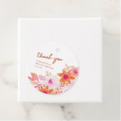 Bohoピンクオレンジ色の花シャワーサンキュー フェイバータグ (インサイチュ)