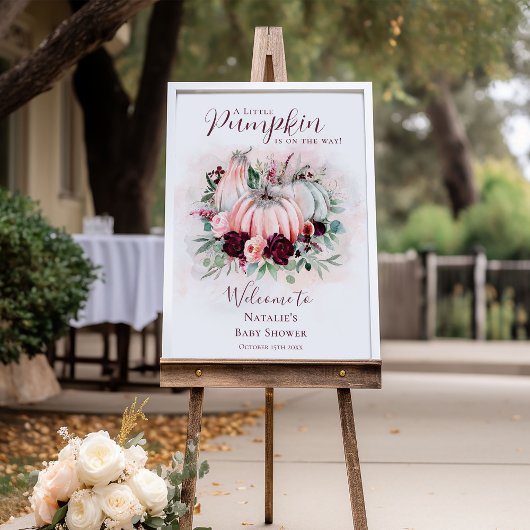 Bohoピンクカボチャ赤ちゃんシャワー歓迎サイン ポスター