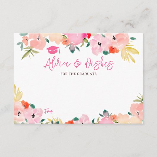 Bohoピンクガーデンフローラアドバイス卒業希望 エンクロージャーカード (正面)
