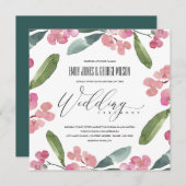 BOHOピンクキリストとげのサボテン開花フレーム結婚ズ 招待状 (正面/裏面)