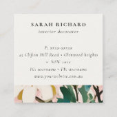 Bohoピンクティール(緑がかった色)絵を描フローラご注文ありがとうございます スクエア名刺 (裏面)