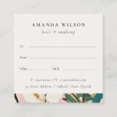 Bohoピンクティール（緑がかった色）絵を描フローラギフト証明書 スクエア名刺 (裏面)