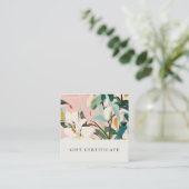 Bohoピンクティール（緑がかった色）絵を描フローラギフト証明書 スクエア名刺 (スタンド正面)