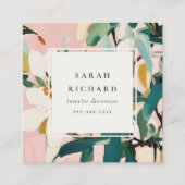 Bohoピンクティール（緑がかった色）緑の絵を描フローラレビュー要求 スクエア名刺