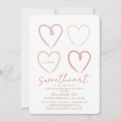 Bohoピンクハートスウィートバーチャルベビーシャワー 招待状 (正面)