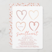 Bohoピンクハートスウィートベビーシャワーbyメール 招待状 (正面/裏面)